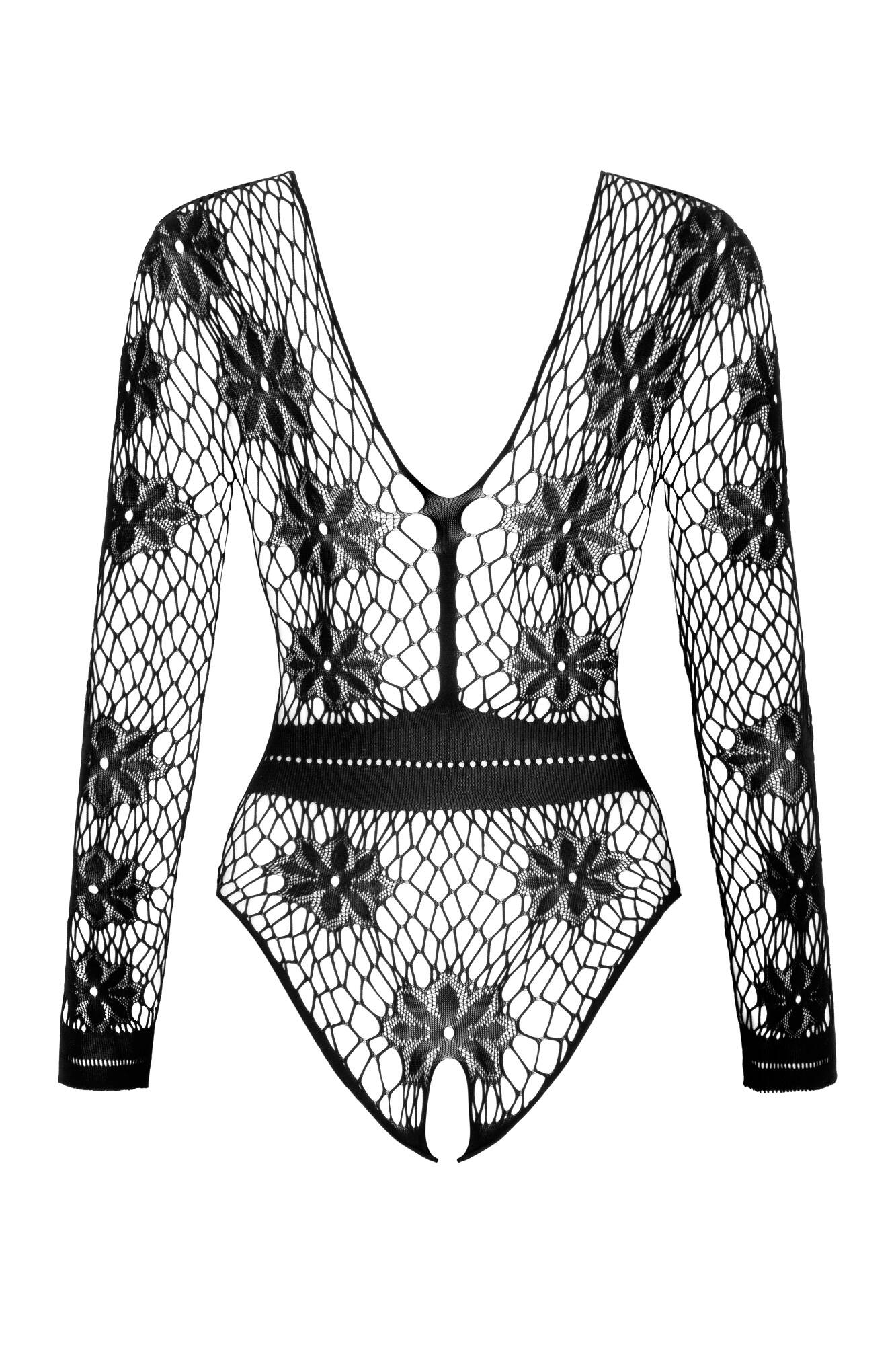 Beauty Night Regina Black Sexy Long Sleeve Fishnet Bodysuit — view 5