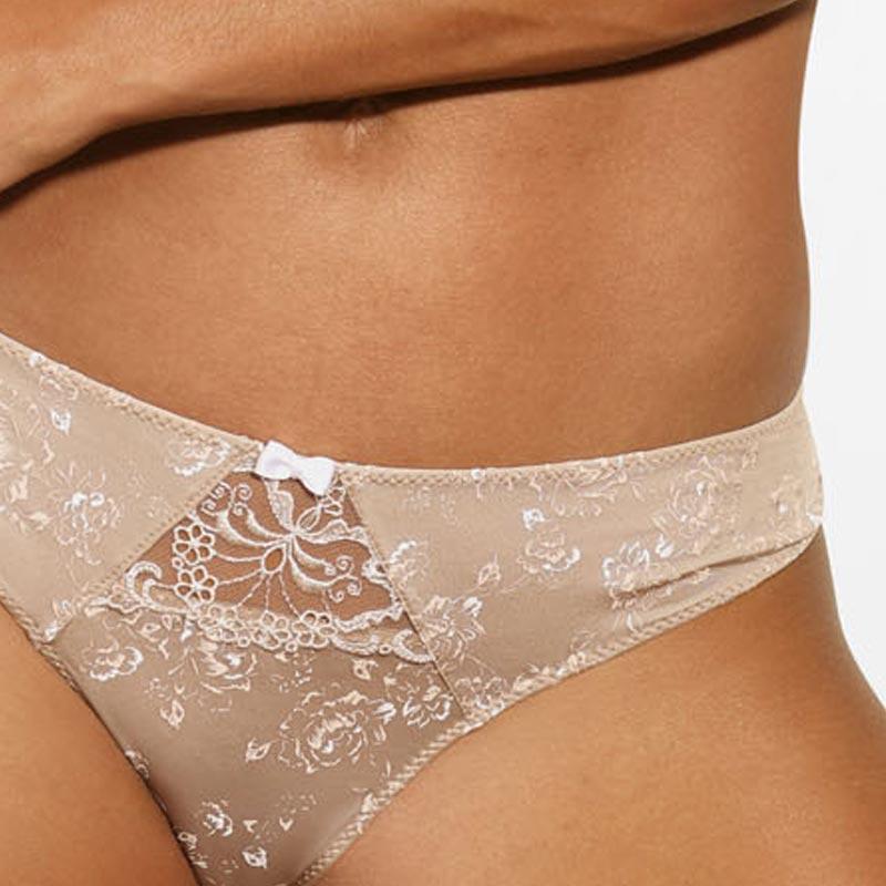Floral Semi Sheer Thong Panty Sawren Frappe — view 3