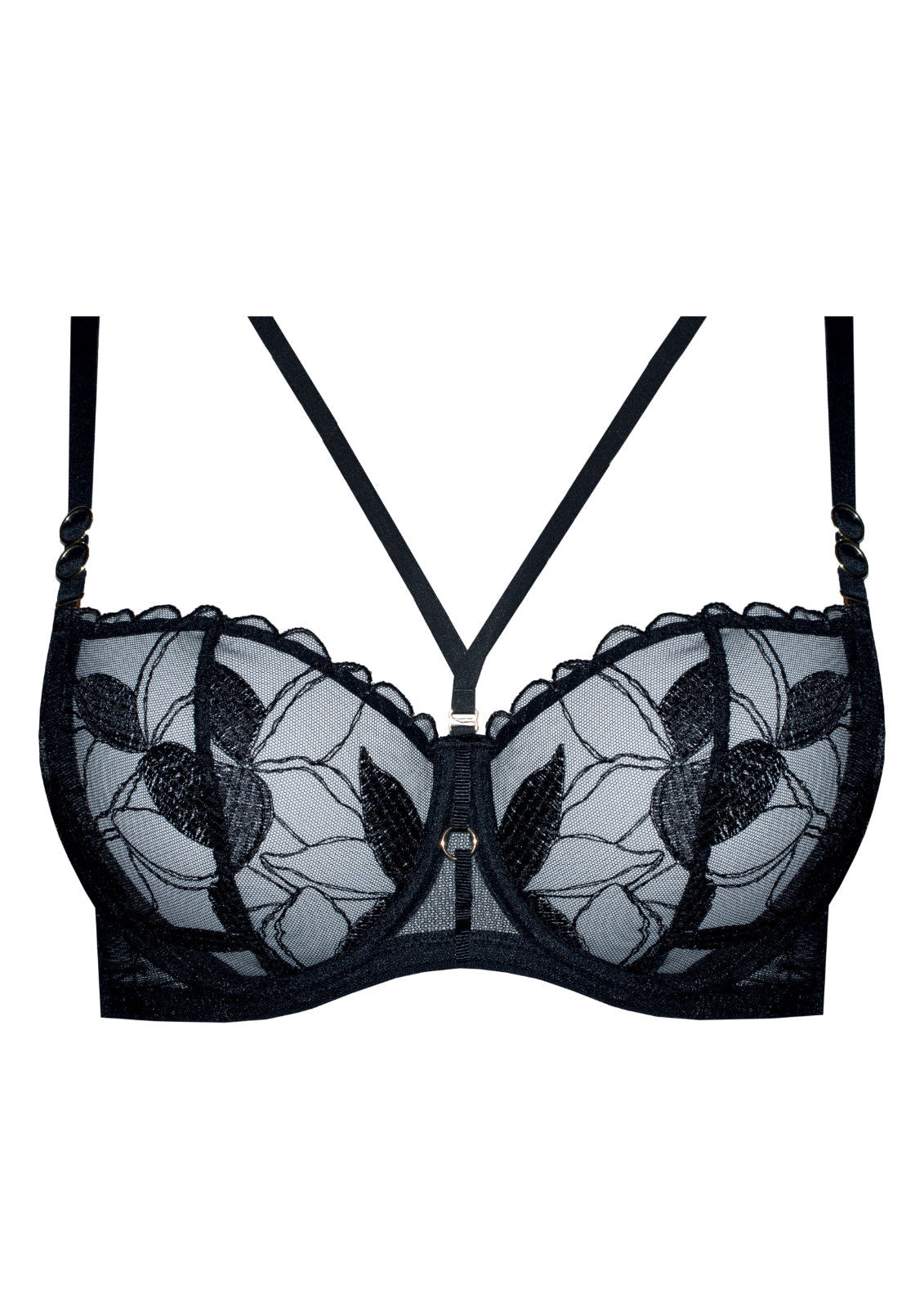 Samanta Kendall Sheer Balconette Bra — view 6