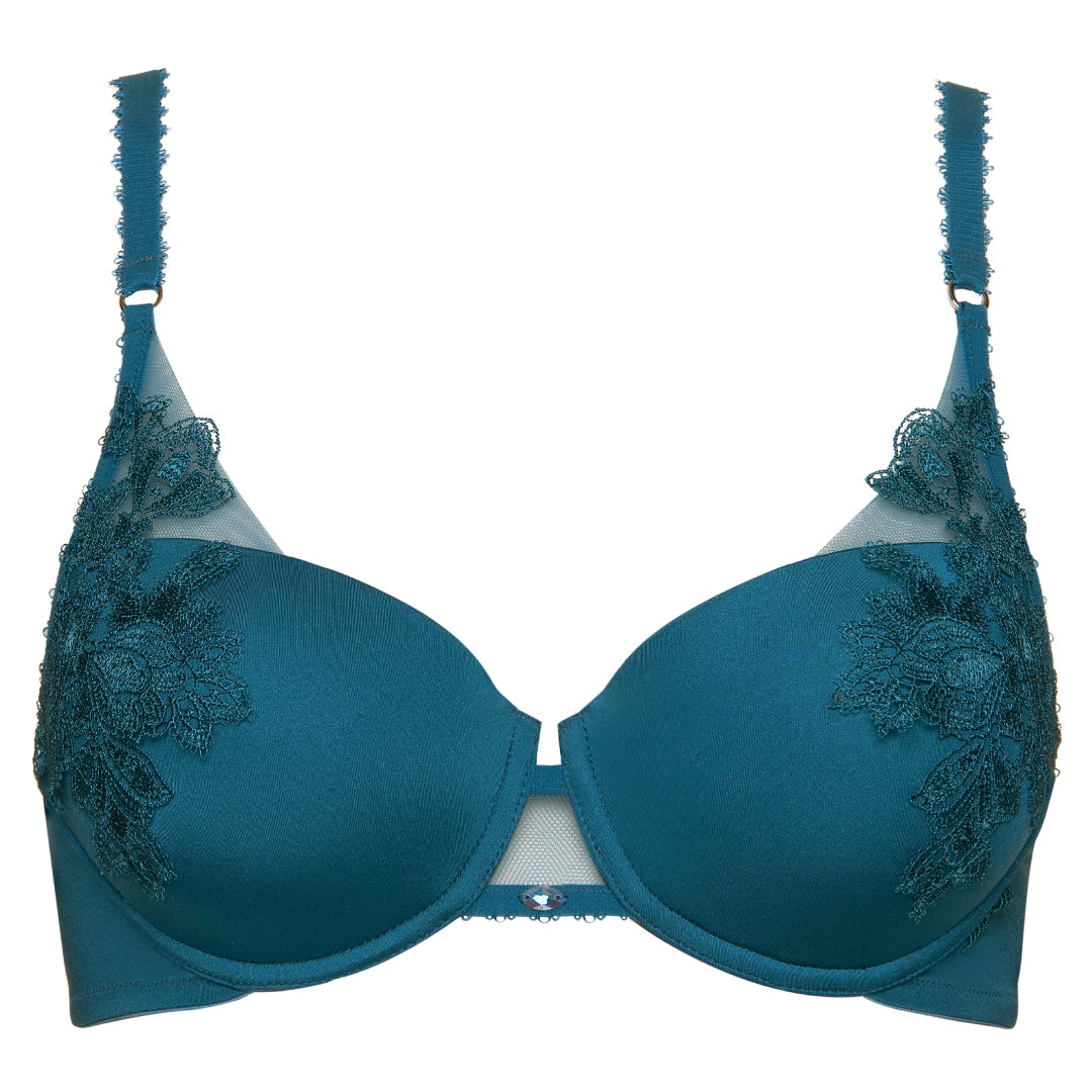 Lisca Peony Dark Turquoise Molded Foam Cup Demi Bra — view 7