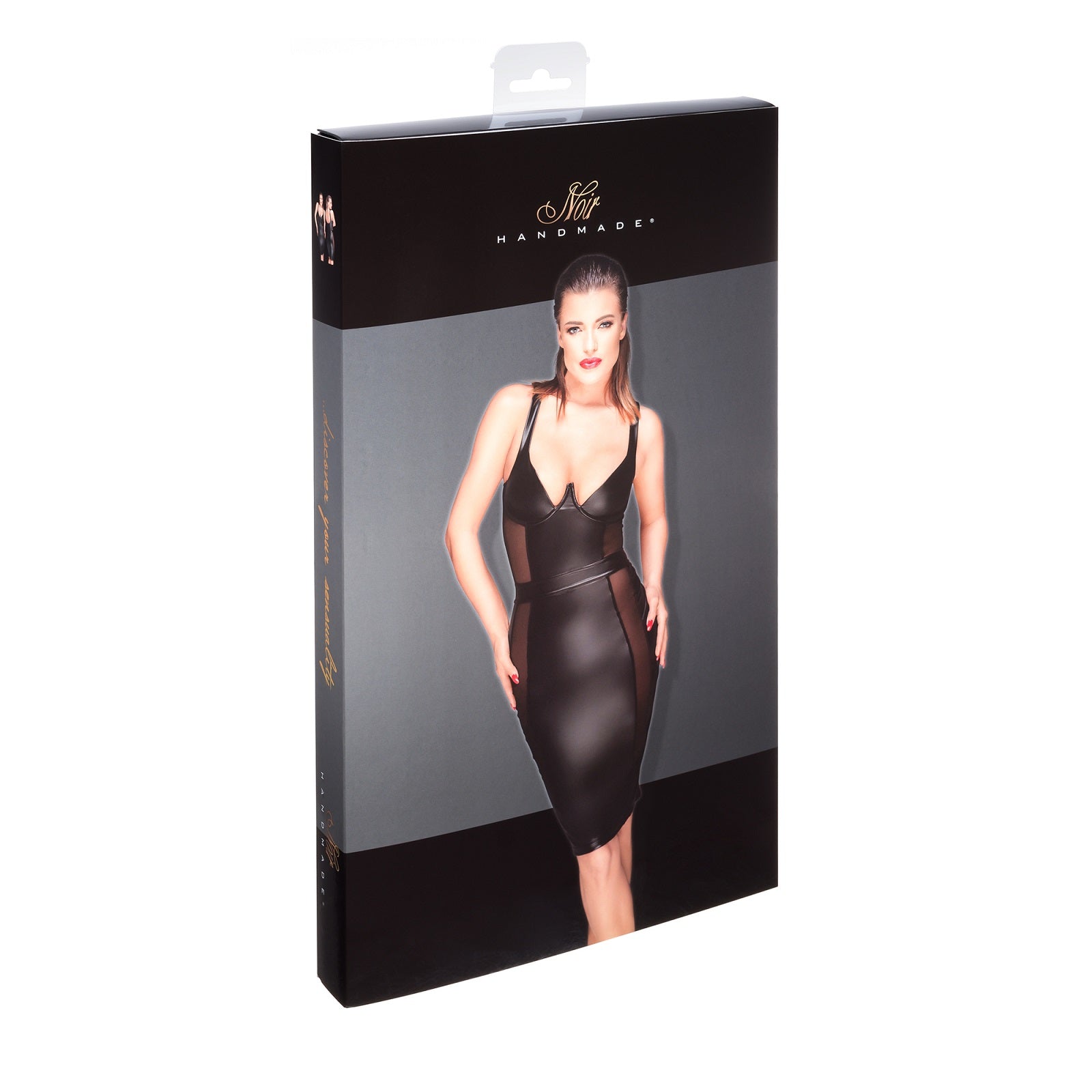 Power Wetlook Pencil Dress Noir Handmade Muse — view 3
