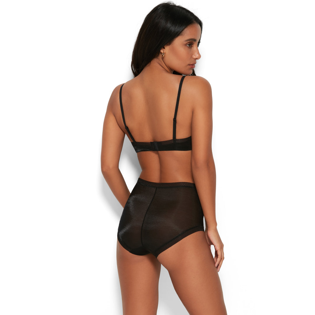 Gossard Glossies Black Sheer High Waist Deep Short Panty — view 4