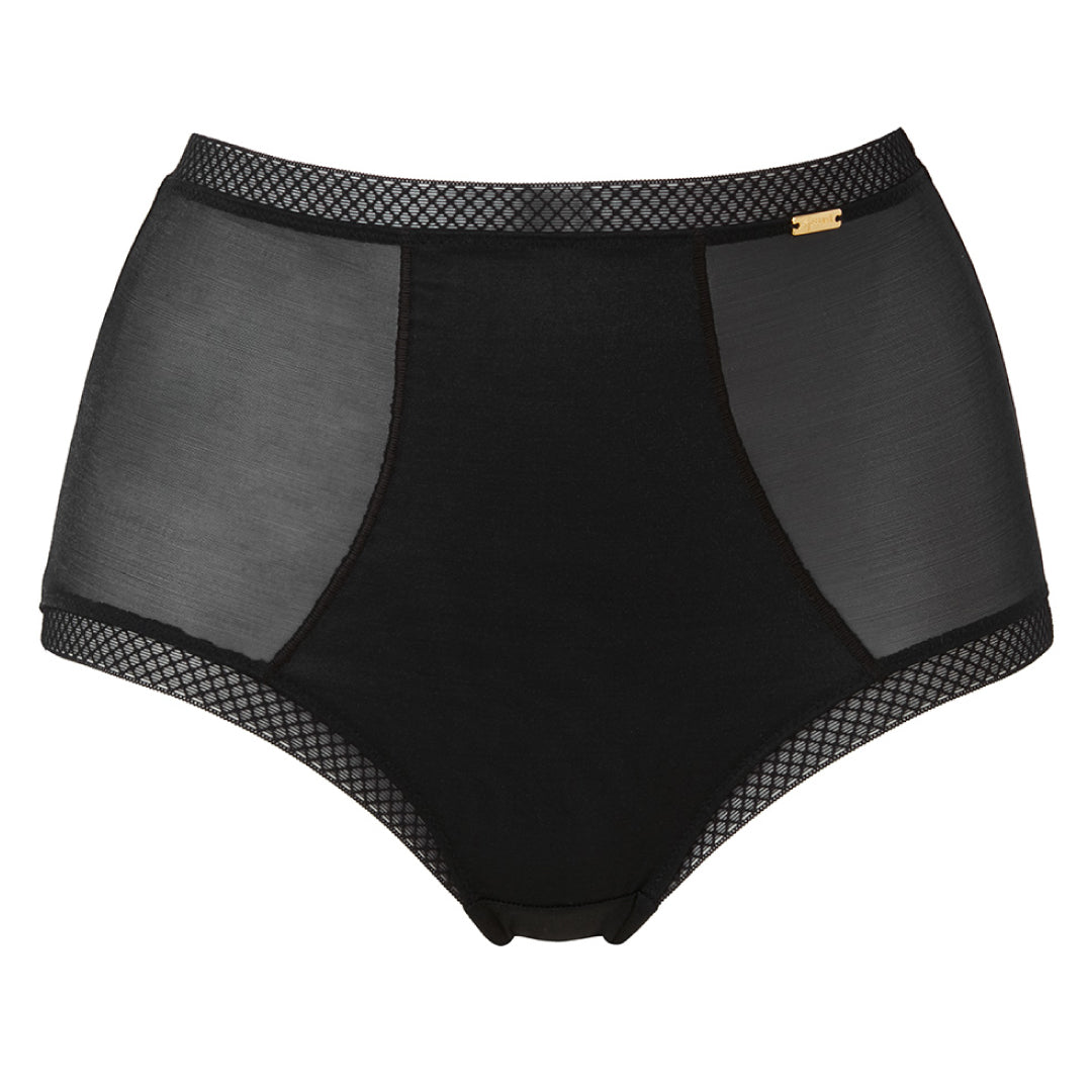 Gossard Glossies Black Sheer High Waist Deep Short Panty — view 6