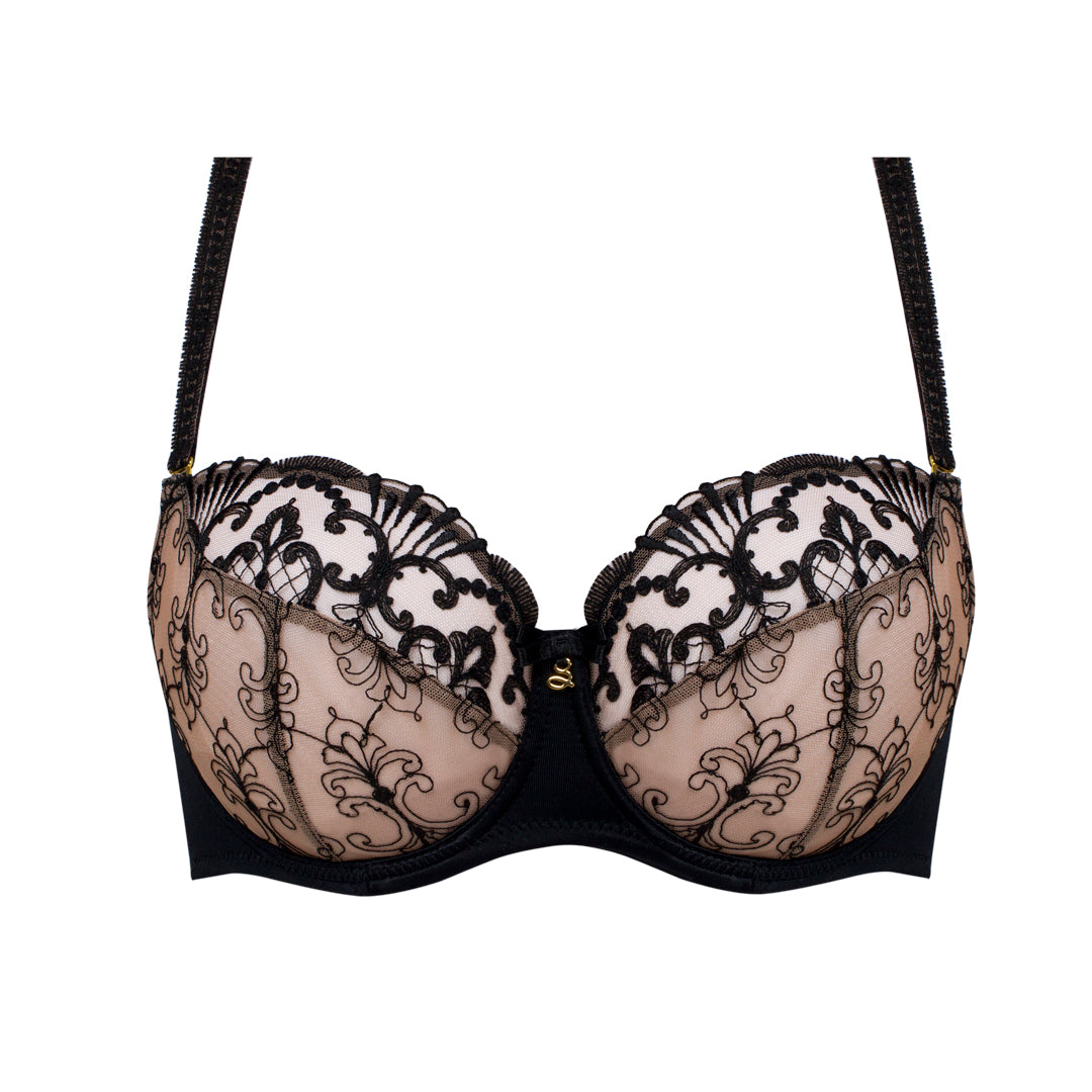 Samanta Perla Black Sheer Mesh Embroidered Full Figure Bra — view 7
