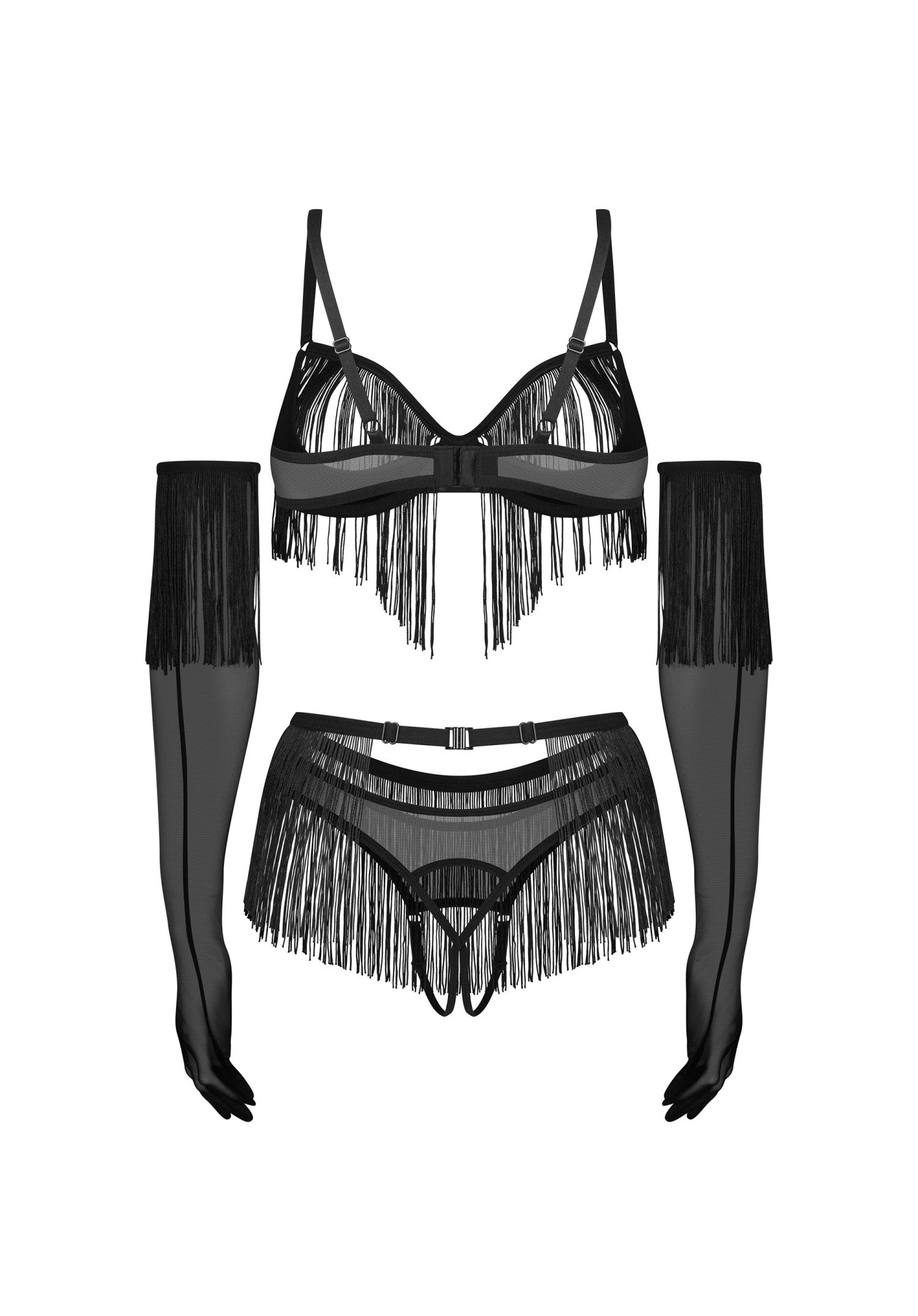 Obsessive Rossay Open Cup Bra Crotchless Panties 4-pcs Set — view 6