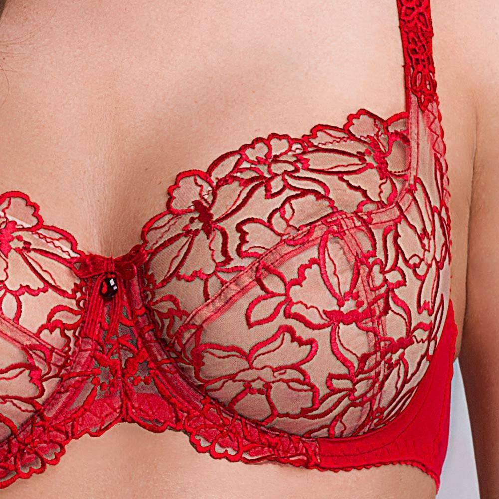 Semi Sheer Full Figure Bra Stefi L Crimson — view 3