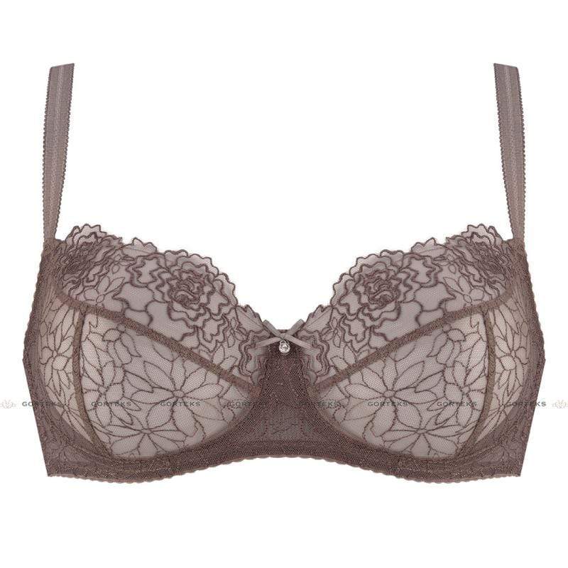 Gorteks Pamela Mocha Sheer Mesh Balconette Bra — view 7