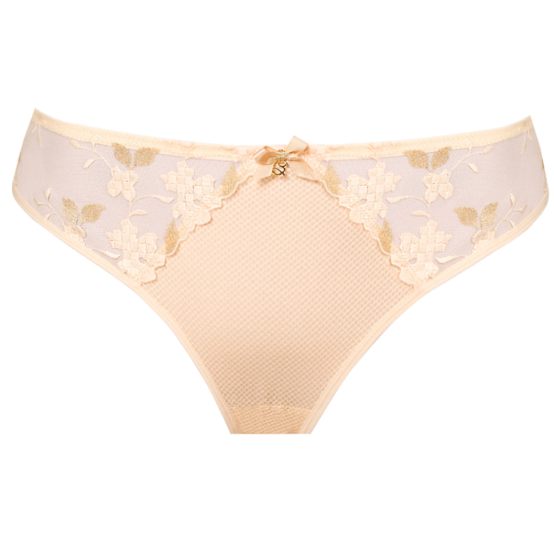 Samanta Valeria Biscuit Sheer Mesh Tulle Embroidered Tanga Panty — view 5
